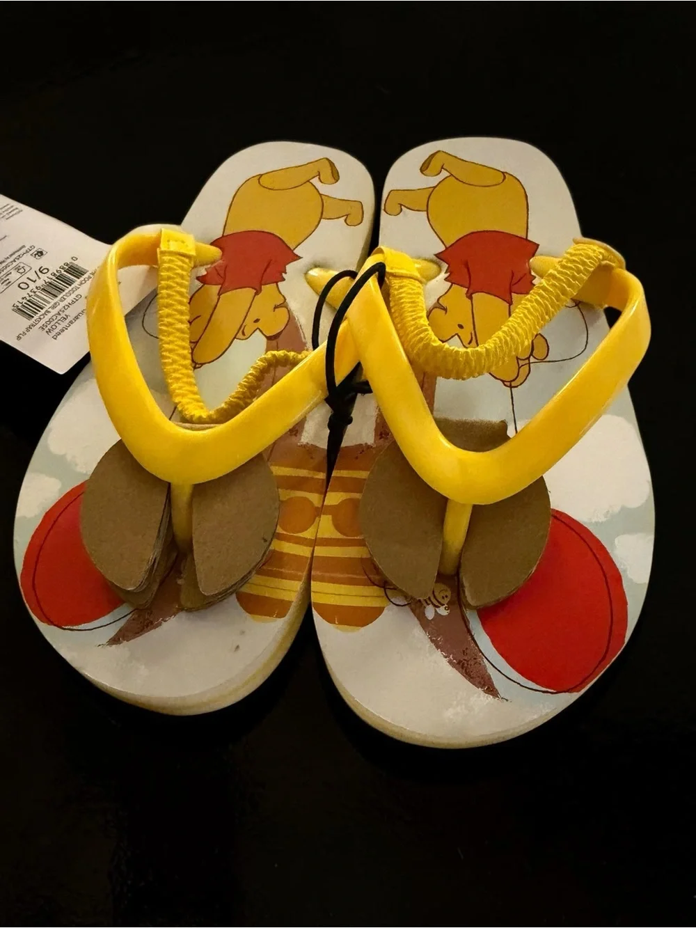 Disney Winnie the Pooh Toddler Flip Flops Size 9 10 Yellow Backstrap Sandals NWT